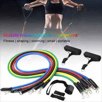 SuperKit 11 Piezas | Combo Bandas Elásticas Tubulares + Azas + Tobillera + Ancla + Tula de Carga