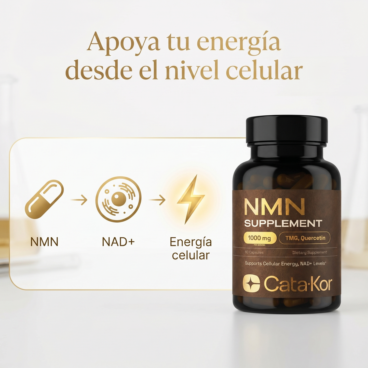 NMN Cata-Kor - NAD Resveratrol Suplemento con Quercetina