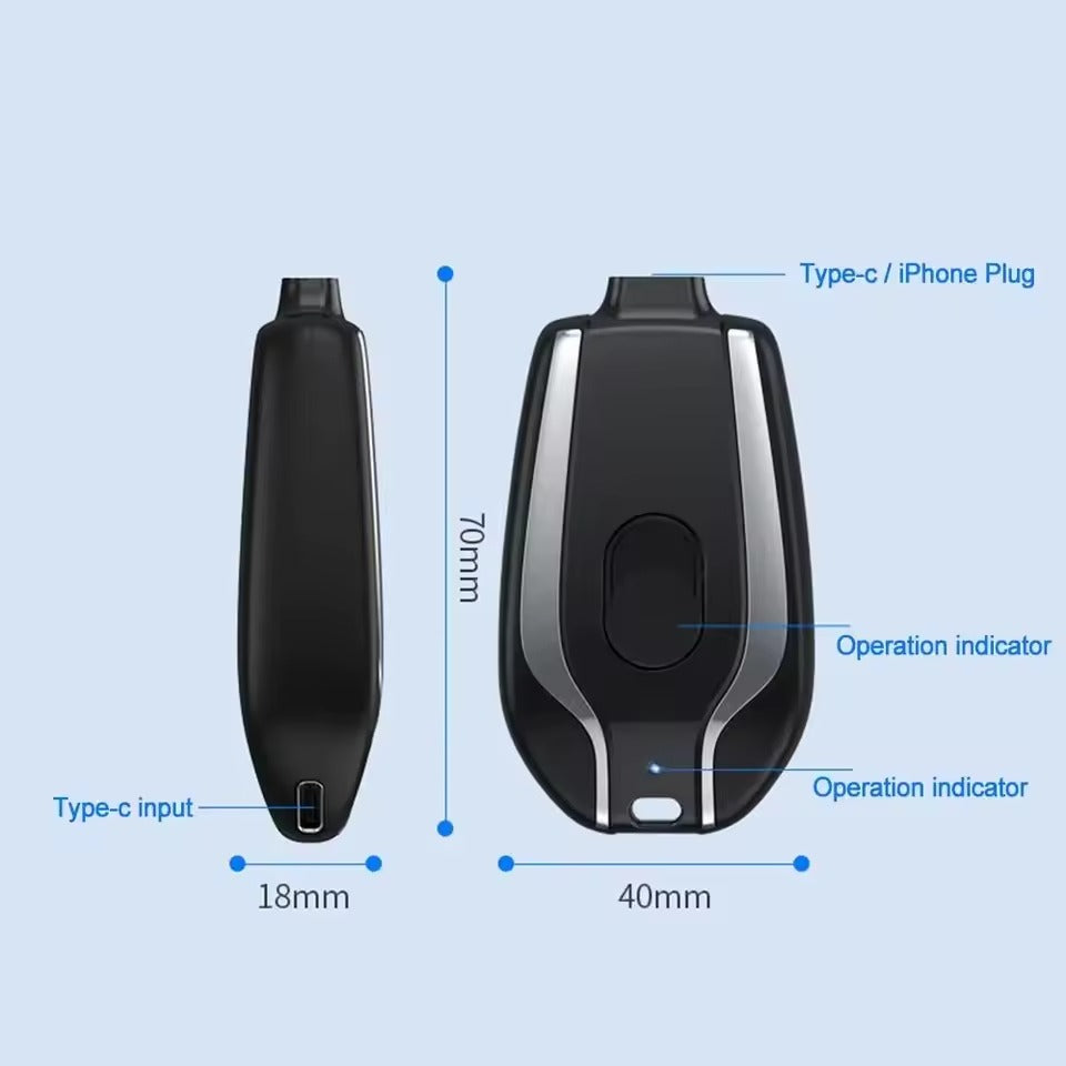 🔋 Mini Power Bank Llavero – Carga de Emergencia Siempre Contigo